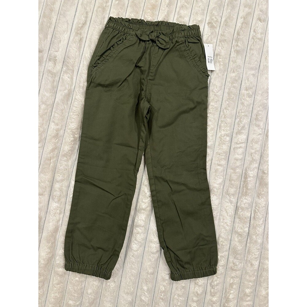 NWT Gap Girls 5Y Khaki Elastic Waist Pants - Dark Olive